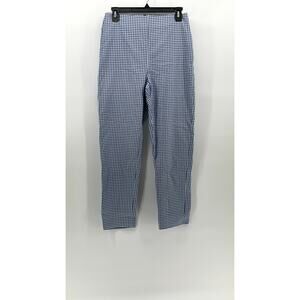 LULUS Women's Blue-White Gingham High-Rise Straight Leg Casual Pants SZ M